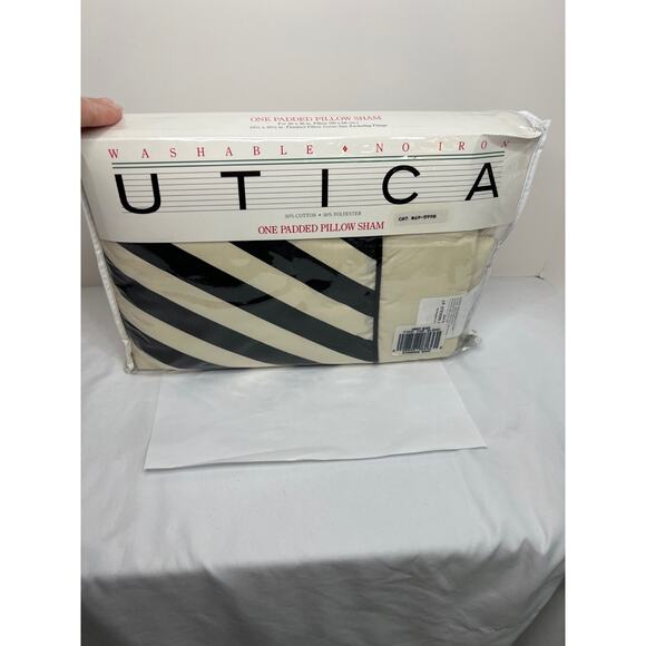Vintage Utica Padded Pillow Sham Black & Ivory NIP! - Picture 1 of 8